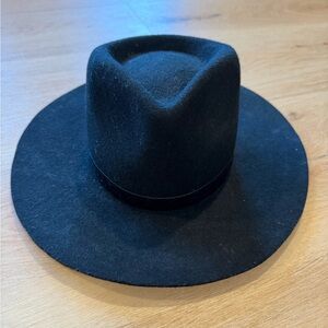 Rylee + Cru Black Wool Wide Brim Hat